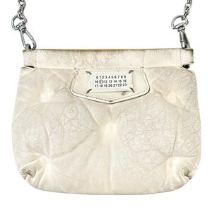 Maison Margiela White Glam Slam Quilted Distressed Puffy Mini Crossbody Bag